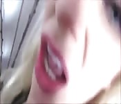 Blonde woman rides her son