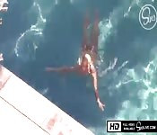 Cock sucking maniac in a pool