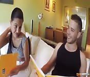 Spread young Aplonia babe riding dick