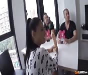 Pretty Spanish teen who loves having sex with two men at the same time